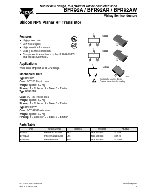 BFR92AW Datasheet PDF Vishay Semiconductors