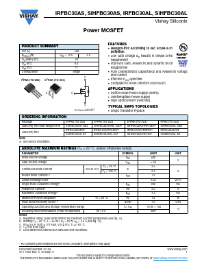SIHFBC30ASTL-E3 Datasheet PDF Vishay Semiconductors
