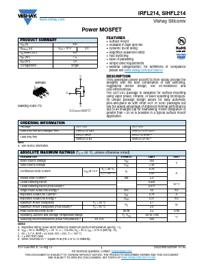 IRFL214TRPBF Datasheet PDF Vishay Semiconductors