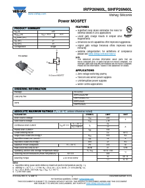 SIHFP26N60L-E3 Datasheet PDF Vishay Semiconductors