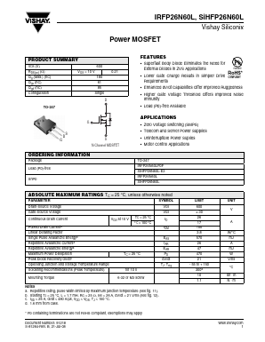 SIHFP26N60L-E3 Datasheet PDF Vishay Semiconductors