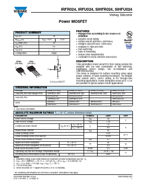 IRFR024 Datasheet PDF Vishay Semiconductors