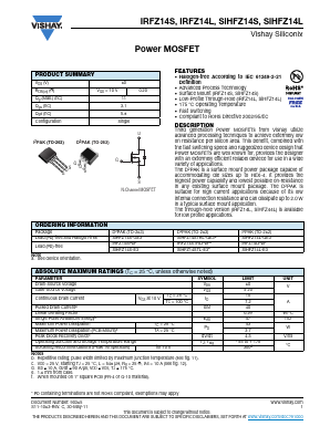 SIHFZ14STRL-GE3A Datasheet PDF Vishay Semiconductors