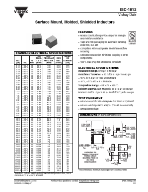 ISC1812ER101K Datasheet PDF Vishay Semiconductors