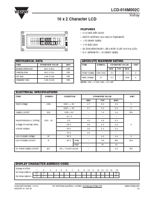 LCD-016M002C Datasheet PDF Vishay Semiconductors