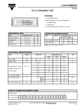 LCD-016M002D Datasheet PDF Vishay Semiconductors