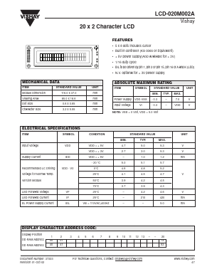 LCD-020M002A Datasheet PDF Vishay Semiconductors