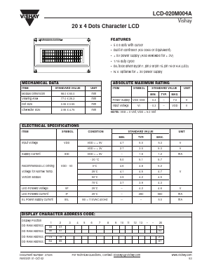 LCD-020M004A Datasheet PDF Vishay Semiconductors