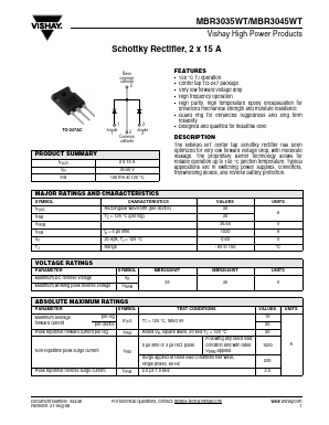 MBR3035WT Datasheet PDF Vishay Semiconductors