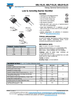 SBL10L25-E3/45 Datasheet PDF Vishay Semiconductors
