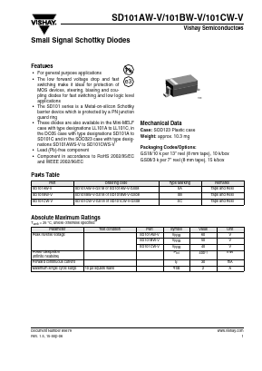 SD101BW-V Datasheet PDF Vishay Semiconductors