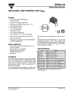 SFH617A-3 Datasheet PDF Vishay Semiconductors