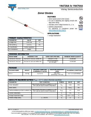 1N4764A-TAP Datasheet PDF Vishay Semiconductors