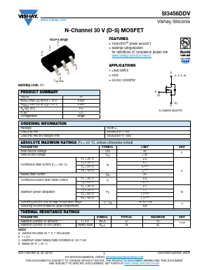 SI3456DDV-T1-E3 Datasheet PDF Vishay Semiconductors