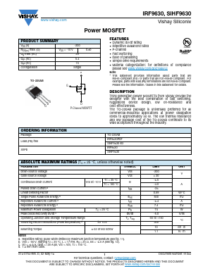 IRF9630 Datasheet PDF Vishay Semiconductors