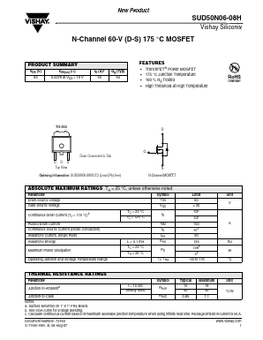 SUD50N06-08H0-E3 Datasheet PDF Vishay Semiconductors