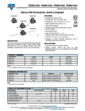 TEMD1020 Datasheet PDF Vishay Semiconductors