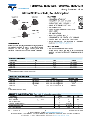 TEMD1040 Datasheet PDF Vishay Semiconductors