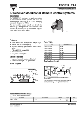 TSOP2233YA1 Datasheet PDF Vishay Semiconductors