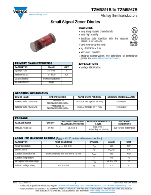 TZM5221B-GS08 Datasheet PDF Vishay Semiconductors