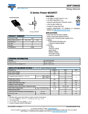 SIHF15N60E-E3 Datasheet PDF Vishay Semiconductors