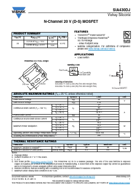 SIA430DJ-T4-GE3 Datasheet PDF Vishay Semiconductors