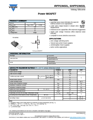 SIHFP23N50L-E3 Datasheet PDF Vishay Semiconductors
