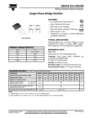KBU4A Datasheet PDF Vishay Semiconductors