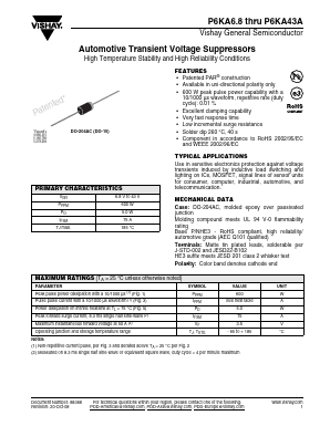 P6KA18A Datasheet PDF Vishay Semiconductors