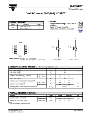 SI4953ADY Datasheet PDF Vishay Semiconductors