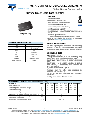 US1A Datasheet PDF Vishay Semiconductors