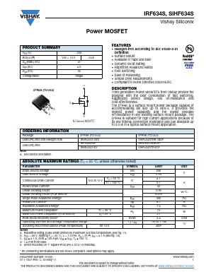 IRF634SPBF Datasheet PDF Vishay Semiconductors