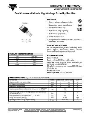 MBR10100CT-E3 Datasheet PDF Vishay Semiconductors