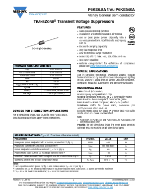 P6KE10-E3/4 Datasheet PDF Vishay Semiconductors