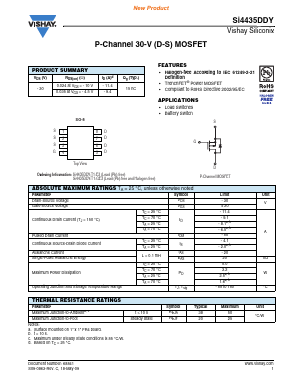 SI4435DDY-T1-GE3 Datasheet PDF Vishay Semiconductors