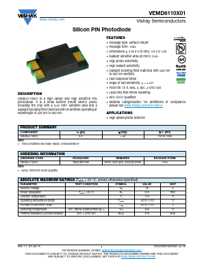 VEMD6110X01 Datasheet PDF Vishay Semiconductors
