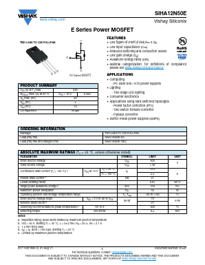 SIHA12N50E-GE3 Datasheet PDF Vishay Semiconductors