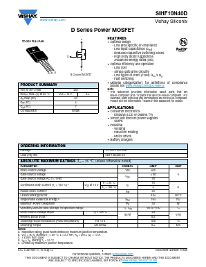 SIHF10N40D-E3 Datasheet PDF Vishay Semiconductors