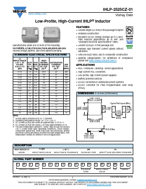 IHLP2525CZRZ3R9M01 Datasheet PDF Vishay Semiconductors
