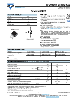 SIHFBC40AS-GE3 Datasheet PDF Vishay Semiconductors
