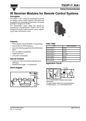 TSOP1756KA1 Datasheet PDF Vishay Semiconductors