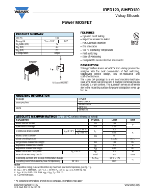 SIHFD120 Datasheet PDF Vishay Semiconductors