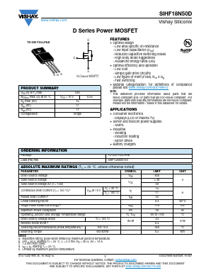 SIHF18N50D Datasheet PDF Vishay Semiconductors
