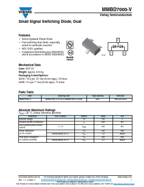 MMBD7000-V-GS18 Datasheet PDF Vishay Semiconductors