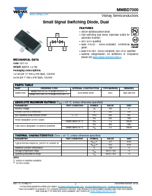 MMBD7000 Datasheet PDF Vishay Semiconductors
