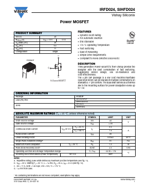 SIHFD024 Datasheet PDF Vishay Semiconductors