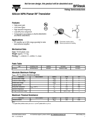 BFR90AGELB Datasheet PDF Vishay Semiconductors