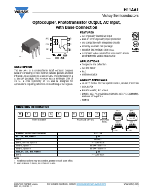 H11AA1-X007T Datasheet PDF Vishay Semiconductors