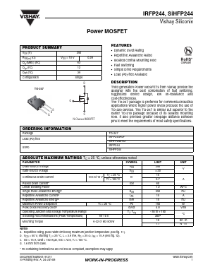 SIHFP244 Datasheet PDF Vishay Semiconductors