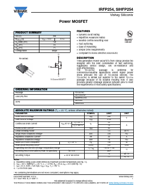 IRFP254 Datasheet PDF Vishay Semiconductors